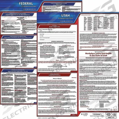 JJ KELLER Labor Law Poster: UT, English, Plastic, 20 in x 24 in - State & Federal Labor Law Poster Sets