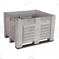 DECADE PRODUCTS Bulk Container: 25.4 cu ft, 48 in x 40 in x 31 in, Lid Not Included, 4-Way Entry (MPN M022000-104). Key specifications — Brand: DECADE PRODUCTS; Stackable: Stacking Capable; Shape: Rectangular; Runner Location: Long Side; Fork Entry: 4-Way Entry; Container Wall Type: Vented; Mobility: Stationary; Fork Pockets: Fork Pockets Included.
