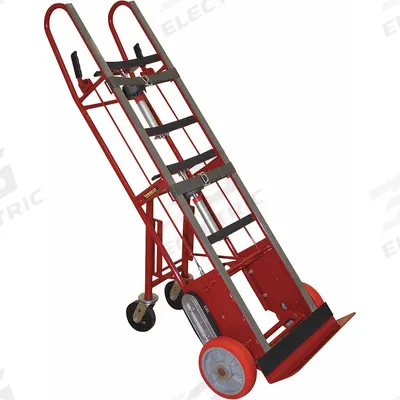 APPROVED VENDOR Appliance Hand Truck: 1,800 lb, Vertical Dual-Loop, Red, 10 in Wheel Dia. - Ergonomic Tilt-Back Steel Appliance Hand Trucks
