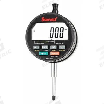 STARRETT Digital Indicator: 0 in to 1 in /0 mm to 25 mm, Inch/Metric, +/- 0.0001 in Accuracy - Digital Indicators with Non-Removable Flat Back