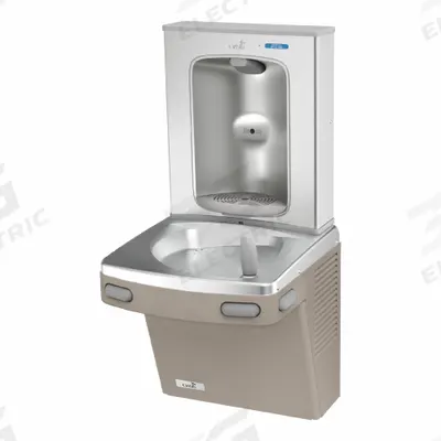 OASIS Drinking Fountain with Bottle Filler: On-Wall, 8 gph @ 50°F, Steel, Tan - On-Wall Single Drinking Fountains with Bottle Fillers