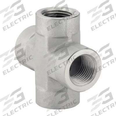 PARKER Metal Pipe Cross: Cross, Steel, 3/8 in x 3/8 in x 3/8 in x 3/8 in - Hydraulic Threaded Extreme-Pressure Pipe Fittings