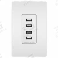 USB Receptacle: 4 USB Ports, USB Type A, White, 125V AC, 15 A (MPN TM8USB4WCC6). Key specifications — Brand: LEGRAND.