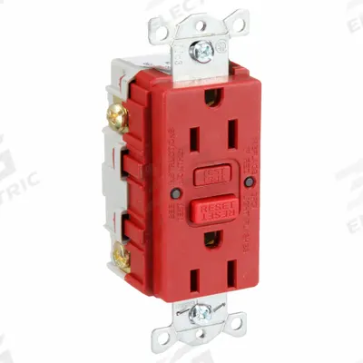 HUBBELL GFCI Receptacle: Duplex, 5-15, Red, GFCI, 125V AC, 15 A, 2 Pole / 3 Wire (MPN GFR15R) - General Purpose Receptacles