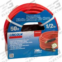 LINCOLN Air Hose: 1/2 in Hose Inside Dia., Orange, 1/2 in 1/2 in, 7/8 in Hose Outside Dia. (MPN 72N1250). Key specifications — Hose Color: Orange.