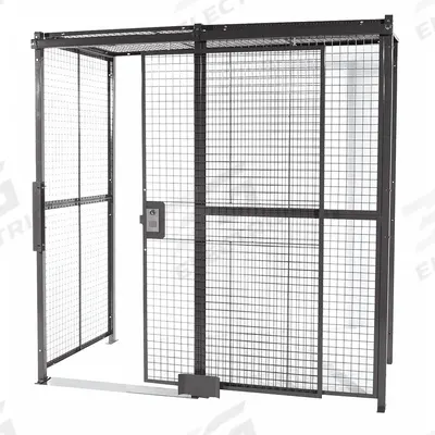 WIRECRAFTERS Partition Cage: 10 ft W x 10 ft D 10 ft H, Gray, 4 Sides, Enamel - WireCrafters Woven-Wire