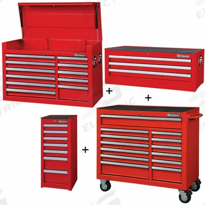WESTWARD Rolling Cabinet Kit: 34 Drawers, Heavy Duty, Keyed - Heavy-Duty Top Chest, Intermediate Chest, Side & Rolling Cabinet Combos