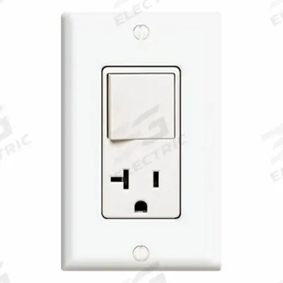 LEVITON Combination Switch/Outlet: Rocker Switch, 5-20R, White, 120V AC - Straight-Blade Outlets & Rocker Switches