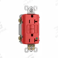 PASS & SEYMOUR Duplex Receptacle: Hospital Grade, Duplex, 5-20R, Red, GFCI, 125V AC, 20 A (MPN 2097HGRED). Key specifications — attr1367147: PASS & SEYMOUR.