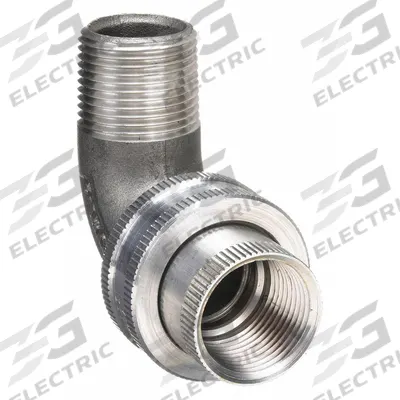 HUBBELL KILLARK Union - Conduit to Box, 90 Degrees: Aluminum, 3/4 in Trade Size - 90° Union - Conduit to Box