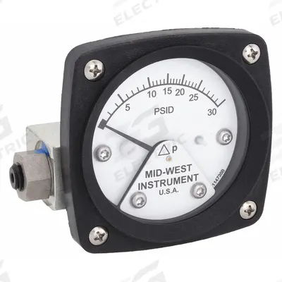 MIDWEST INSTRUMENT Differential Pressure Gauge: Back, 1/4 in NPT Female, ±3-2-3% Gauge Accuracy - Medium & High Operating Pressure Differential Gauges