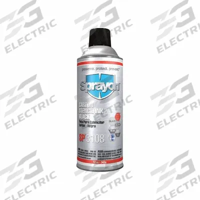 SPRAYON Stencil Ink: Black, 12 oz Container Size - Stencil Ink Spray Cans