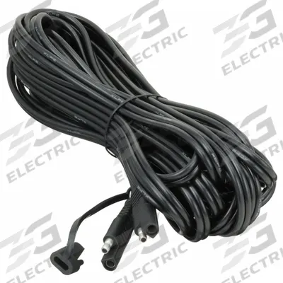BATTERY TENDER Extension Lead: Extension Cable, 16 ga Wire Size, 25 ft Overall Lg, Black - Battery Cables