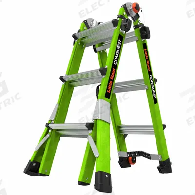 LITTLE GIANT Combination Ladder: 5 Configurations, Fiberglass, 375 lb Load Capacity - Staircase & Extending Multifunction Ladders