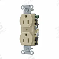 BRYANT Receptacle: Duplex, 5-15, Ivory, 125V AC, 15 A, 2 Pole / 3 Wire (MPN CRS15I)