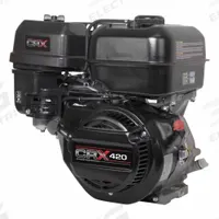 CRX Engine: Series CRX, 19.9 ft-lb Gross Torque, 12 hp Horsepower, Horizontal, 1 in, Recoil, Muffler (MPN CRX420). Key specifications — Muffler: Yes; Start Type: Recoil; Shaft Diameter: 1 in; Shaft Configuration: Tapped 7/16 -20 UNF-2B; Manufacturer Part Number: CRX420.