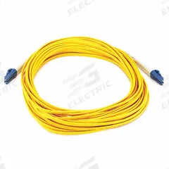MONOPRICE Fiber Optic Patch Cord: Single Mode, 10 m Lg, LC End 1, LC End 2, Yellow, PVC (MPN 7628). Key specifications — Fire Rating: Riser; Jacket Material: PVC; Number of Fibers: Duplex; Brand: MONOPRICE; _Fiber Optic Cable Style: 9/125µ OS2.