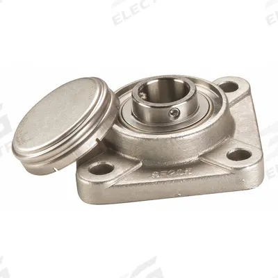 NTN 4 Bolt Flange Bearing: Radial Ball, 1 3/4 in Bore, SS, Set Screws, 5 25/64 in Lg - Food-Grade Flange-Mount Ball Bearings