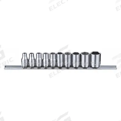 WESTWARD Socket Set: 1/4 in Drive, 10 Piece, 6-Point, SAE - SAE & Metric Socket Sets