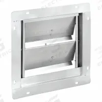 13"H-W 5 1/4"L SS Backdraft Dampr: For 10 in Fan, Single Panel, 13 in H, 13 in W, 2 in D, Horizontal (MPN 4FZJ3). Key specifications — Airflow Direction: Horizontal; Blade Type: Flat Blade; Brand: DAYTON; Maximum Air Velocity: 2500 fpm; Mounting Position: Vertical.