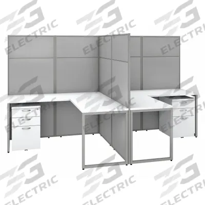 BUSH BUSINESS FURNITURE Modular Cubicle Workstation: 66 in Overall Ht, 60 in Overall Wd - Office Cubicles with Privacy Panels