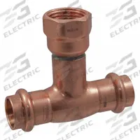 NIBCO Crimp Adapter Fitting: Tee, 3 in CTS x 3 in CTS x 2 in Pipe size, Press-fit x Press-fit x FNPT (MPN 9126800PC). Key specifications — Brand: NIBCO; Series: PC612; Broad - Material for Bullet: Copper Or Bronze; Brand - Broad: NIBCO.