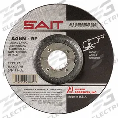 SAIT Depressed Center Grinding Wheel: Type 27, 7" x 1/4" x 7/8", Aluminum Oxide, 46 Grit, A46N (MPN 20083). Key specifications — Series: A46N; Brand: UNITED ABRASIVES-SAIT.
