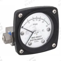 MIDWEST INSTRUMENT Differential Pressure Gauge: Back, 1/4 in NPT Female, ±3-2-3% Gauge Accuracy, 120 (MPN 120-SA-00-OO-30P). Key specifications — Sensor Type: Piston; Series: 120; Housing Material: 316L Stainless Steel; Certificate of Calibration: Not Included; Gauge Accuracy: ±3-2-3%.