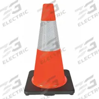 Traffic Cone with Bands: MUTCD/NCHRP-350, 18 in Cone Ht, Orange, High-Intensity Prismatic, PVC (MPN 6FHC2). Key specifications — Base Color: Black; Brand: APPROVED VENDOR; Cone Material: PVC; Legend: Blank.