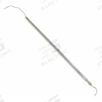 FOSTORIA Electric Infrared Tubular Heater Element: For 343/Mfr. No. 342/MM-33A, 2,500 W Output (MPN 630-25249). Key specifications — Connection Type: 5-1/2 in Pigtail; Color: Clear; Heater Mounting Position: Horizontal Burn; Product Type: Electric Infrared Tubular Heater Element; For Use With: MM-33A; Voltage: 240V AC; Includes: 5-1/2 in Wire Leads; Brand: FOSTORIA.