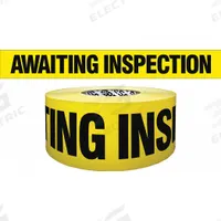 APPROVED VENDOR Barricade Tape: 1,000 ft Lg, 3 in Wd, Awaiting Inspection Legend, Polyethylene (MPN B3104Y1841-200). Key specifications — Tape Message: Awaiting Inspection; Message Color: Black; Brand: APPROVED VENDOR.