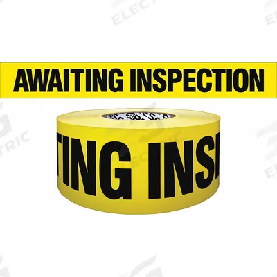 APPROVED VENDOR Barricade Tape: 1,000 ft Lg, 3 in Wd, Awaiting Inspection Legend - Quality Inspection Messaging Barrier Tape