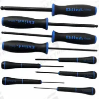 EKLIND Screwdriver Set: 1-10 Pieces, 9 Pieces, Ball Hex Tip, Pouch, Magnetized Tip Not Included (MPN 90609). Key specifications — attr1205274: EKLIND; attr1205269: 2-1/2 mm.