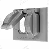 HUBBELL WIRING DEVICE-KELLEMS Weatherproof Cover: Duplex, 1 Gangs, 4 1/2 in Overall Ht, No Enclosure (MPN RW51470). Key specifications — Brand: HUBBELL WIRING DEVICE-KELLEMS; Color: Gray; Compatible with Product Type: Duplex; Mounting Orientation: Vertical.