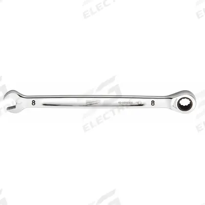 MILWAUKEE Ratcheting Combination Wrench: Chrome Vanadium Steel, Chrome, 8 mm Head Size - Metric 12-Point Ratcheting Combination Wrenches