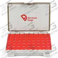 VERMONT GAGE Black Oxide-Coated Pin Gauge Set: No-Go (Minus), 0.21 mm to 1.29 mm, ZZ Tolerance Class (MPN 902400100). Key specifications — attr1182478: VERMONT GAGE; attr1182465: ZZ; attr1182466: +/-0.00020 in.