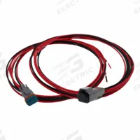 SPEED WIRING PRODUCTS Connector: Deutsch DT, 2 Poles, 72 in Wire Lead Lg, 13 A, 50V DC (MPN HG-02-7272). Key specifications — Wire Type: TXL Thin-Wall Cross-Linked Automotive Wire (SAE-J1128); Brand: SPEED WIRING PRODUCTS; Number of Poles: 2; Voltage Rating: 50V DC; Wire Jacket Material: Cross-Linked Polyethylene; Current Rating: 13 A; Wire Color: Red; Kit Contents - Description: (1) Plug with Female Contacts.