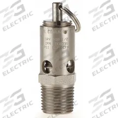 CONRADER Safety Valve: Soft Seat, 1/2 in (M)NPT Inlet (In.), 150 psi Preset Setting (PSI), Viton (MPN SRV390-1/2-V-SS-150). Key specifications — attr291993: Soft Seat; attr291998: Stainless Steel; attr292007: Viton; attr292009: Stainless Steel; attr294753: CONRADER.