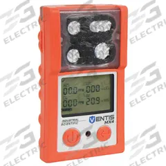INDUSTRIAL SCIENTIFIC Multi-Gas Detector: IP66/IP67, INDUSTRIAL SCIENTIFIC Ventis MX4, Alkaline (MPN VTS-L1233001101). Key specifications — Gas Detected: Hydrogen Sulfide; Housing Color: Orange; Battery Chemistry: Alkaline.