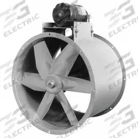 DAYTON Tubeaxial Fan: Emergency Smoke, 24 in Blade, 6,470 cfm @ 0.000 in SP, 208-230/460V AC, 3/4 hp (MPN 7J340). Key specifications — Brand: DAYTON; Includes Drive Package: Yes; Assembly: Unassembled; Nameplate Voltage: 208-230/460V AC; Mounting Orientation: Vertical; Hazardous Location Specification: Not Rated; Motor Enclosure: Totally Enclosed Fan Cooled; Motor Type: 3-Phase.