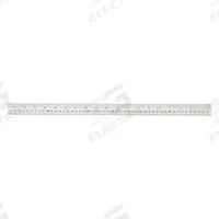 STARRETT Steel Rule: C636-500, 19 1/2 in / 500 mm, 0.05 in Thick, 0.5 mm/1/64 in, Chrome, Black, 36. Key specifications — attr939978: 0.5 mm; attr934745: STARRETT; attr944509: Chrome; attr939993: Fractional; attr986193: Etched.