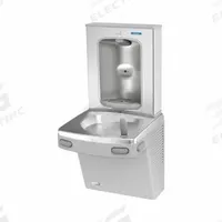 OASIS Drinking Fountain with Bottle Filler: On-Wall, 8 gph @ 50°F, Stainless Steel, Gray (MPN PG8FEBF GST). Key specifications — Brand: OASIS; Housing Material: Stainless Steel; Filter Access: Top Panel Access; Housing Finish: Graystone; Chilling Capacity: 8 gph @ 50°F; Housing Color: Gray.