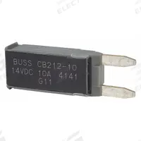 Automotive Circuit Breaker: CB212, 14V DC, 150 A at 14V DC, Blade (MPN CB212-10). Key specifications — Series: CB212; Voltage: 14V DC; Interrupt Rating: 150 A at 14V DC; Terminal Connection: Blade; Circuit Breaker Type: Type II Footprint Circuit Breaker; Brand: BUSSMANN.