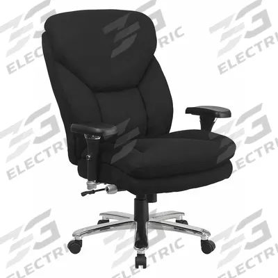 FLASH FURNITURE Office Chair: Hercules, Ht, Black, Fabric Material, 27 in Back Ht - Adjustable-Arm Office Chairs