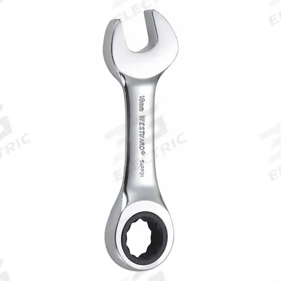 WESTWARD Combination Wrench: Alloy Steel, Chrome, 18 mm Head Size, 5 in Overall Lg - Metric 12-Point Ratcheting Combination Wrenches