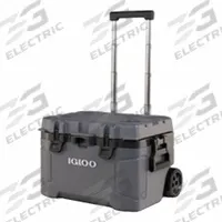 IGLOO Roller Chest Cooler: Gray, 80 Cans, 52 qt Cooler Capacity, 6 day Ice Retention (MPN 00034939). Key specifications — Brand: IGLOO; Drain Plug: Included; Wheels Included (FILTER): Yes.