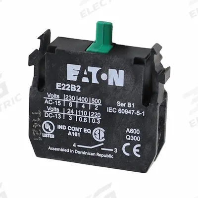 EATON CUTLER HAMMER Contact Block: 22 mm Panel Mounting Size, 1NO, Momentary - Contact Blocks