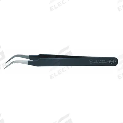 KNIPEX Precision Tweezers: Stainless Steel, Point, Curved Tip - ESD-Safe Tweezers