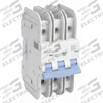 Dayton Miniature Circuit Breaker: 32 A Amps, 10kA at 240V AC, Lug - D-Curve, 3-Pole UL489 DIN Rail-Mount Miniature Circuit Breakers