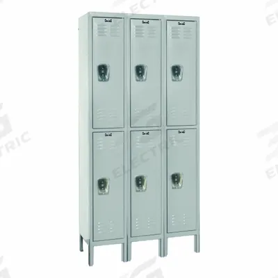 HALLOWELL Locker: 12 in x 12 in x 78 in, Louvered, 2 Tiers, 3 Units Wide, Combo/Padlock - Louvered Metal Wardrobe Lockers